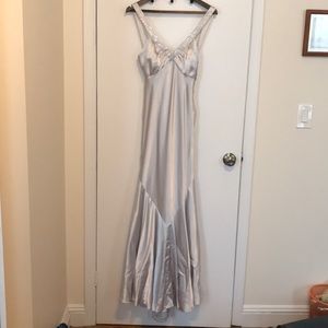 Silver low back prom dress, size 9-10